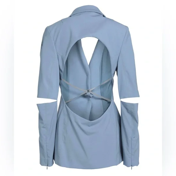 Jacquemus Melo Cutout Blazer Blue Stretch Wool Size 10 NWT - Picture 6 of 16